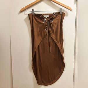 iHeartRaves Brown Lace-Up Skirt